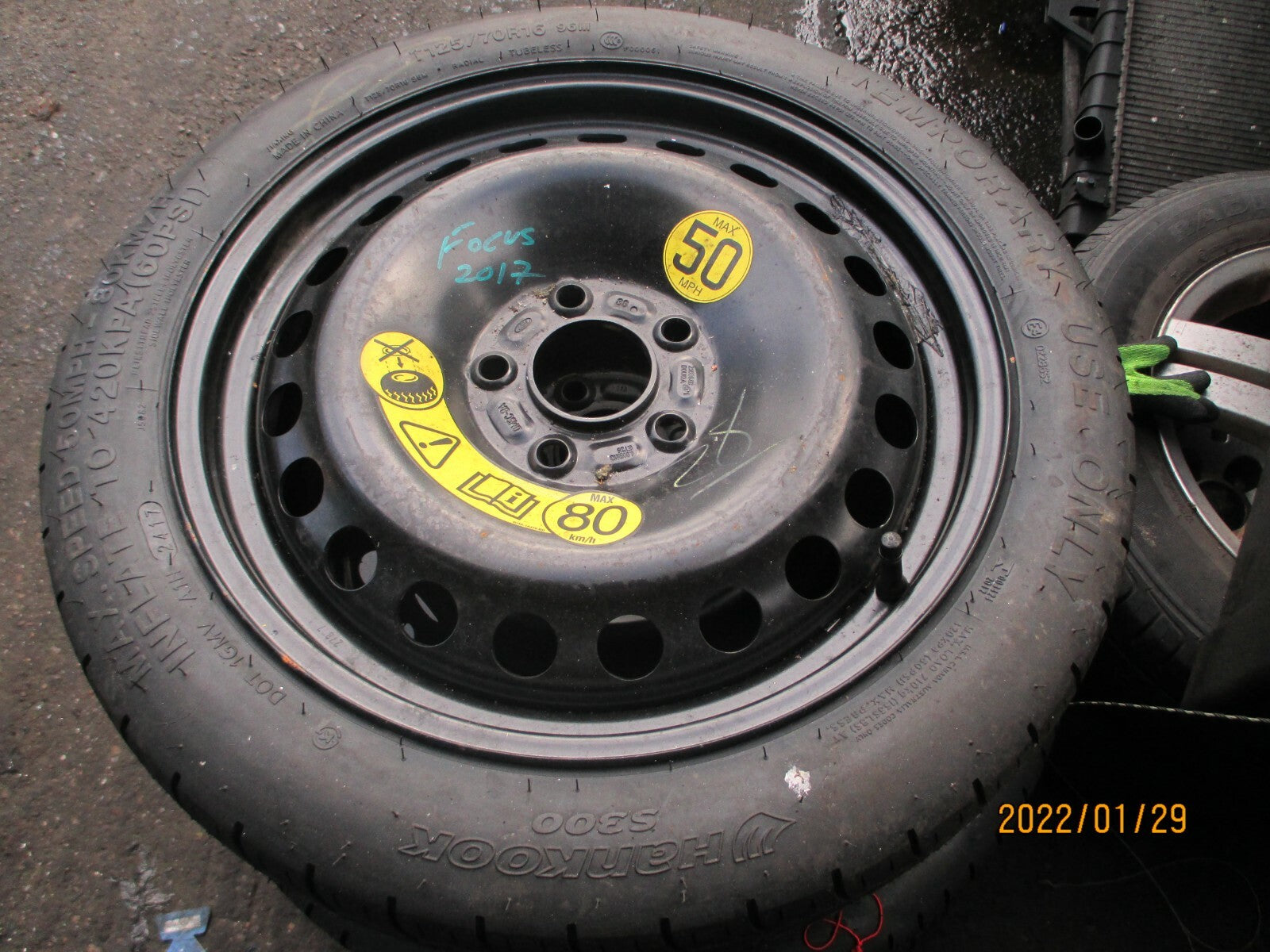 FORD FOCUS 2017 16 INCH SPACESAVER WHEEL WITH TYRE T125/70R16