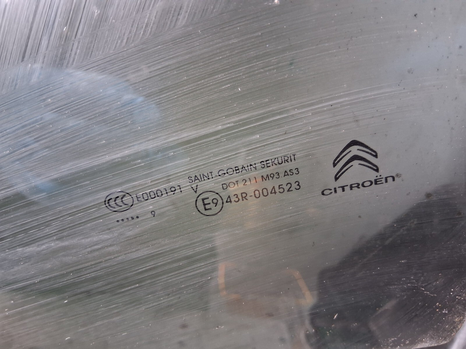 2019 CITROEN C4 CACTUS NSR PASSENGER SIDE REAR LEFT WINDOW GLASS 43R004523