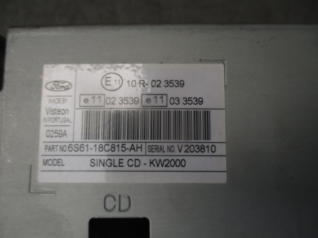 2007 FORD FIESTA MK6 CD PLAYER RADIO STEREO HEAD UNIT 6S6118C815AH