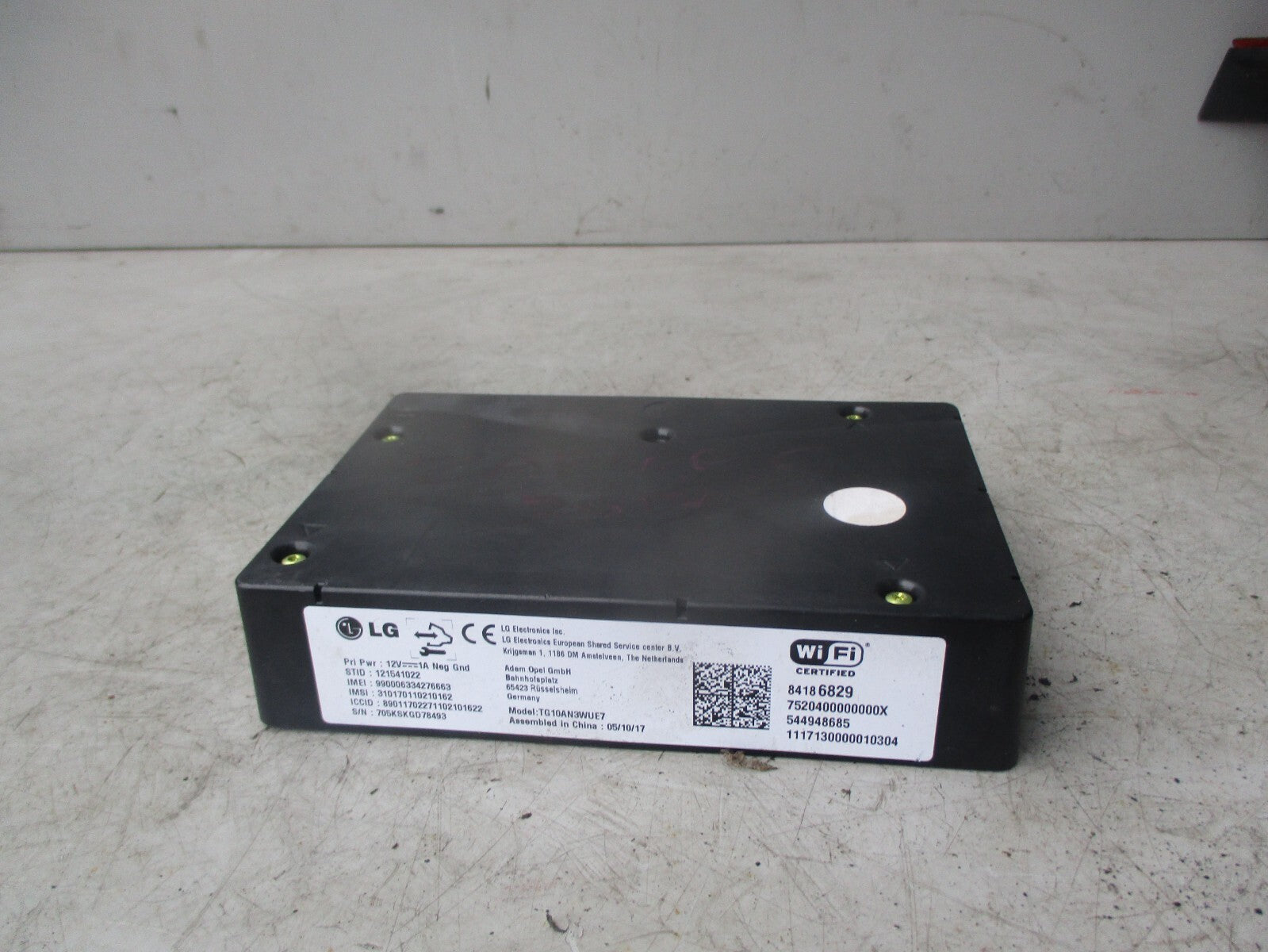 VAUXHALL ZAFIRA C 2016 WIFI HOTSPOT CONTROL UNIT ECU 84186829