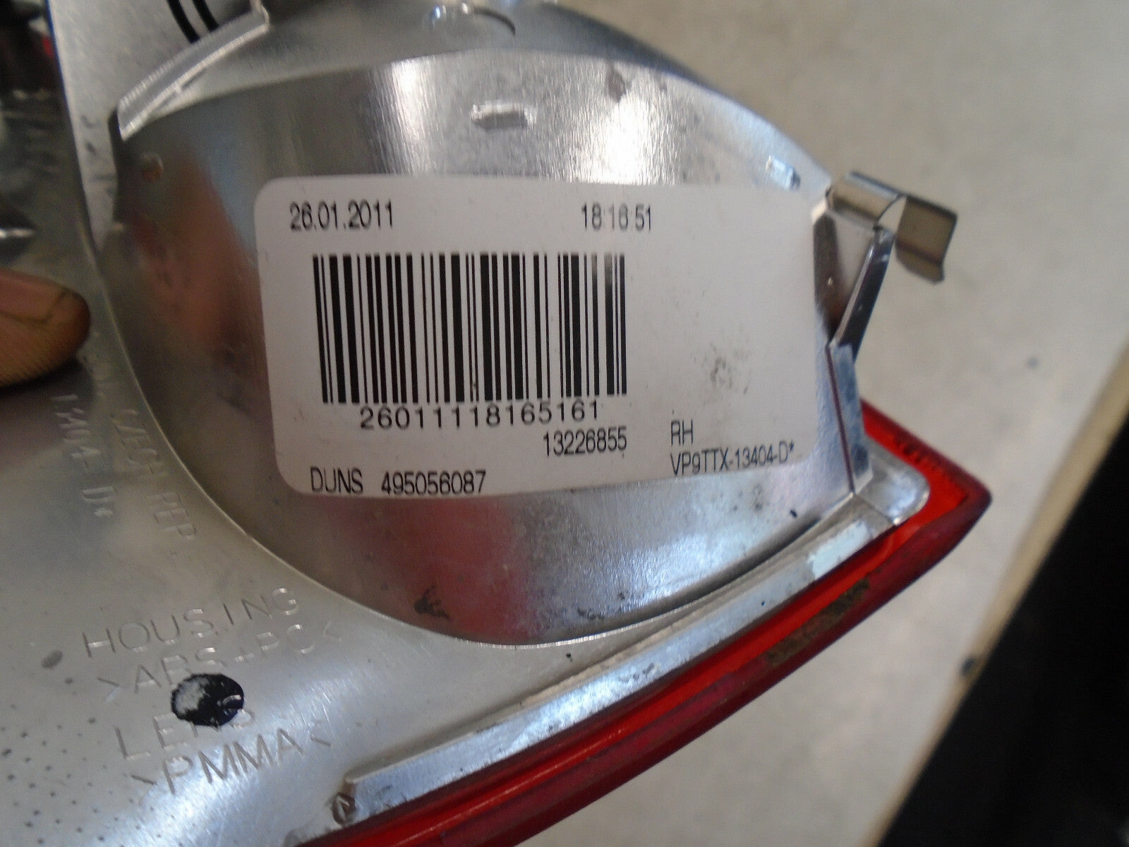 VAUXHALL INSIGNIA MK1 2011 ESTATE OSR DRIVER SIDE REAR INNER TAIL LIGHT 13226855