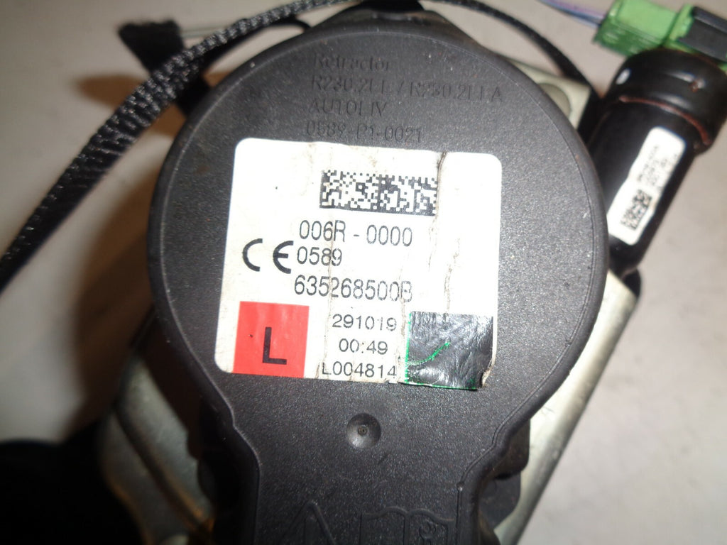 BMW MINI COOPER 2019 F56 3 DOOR NS PASSENGER SIDE SEAT BELT 635268500B