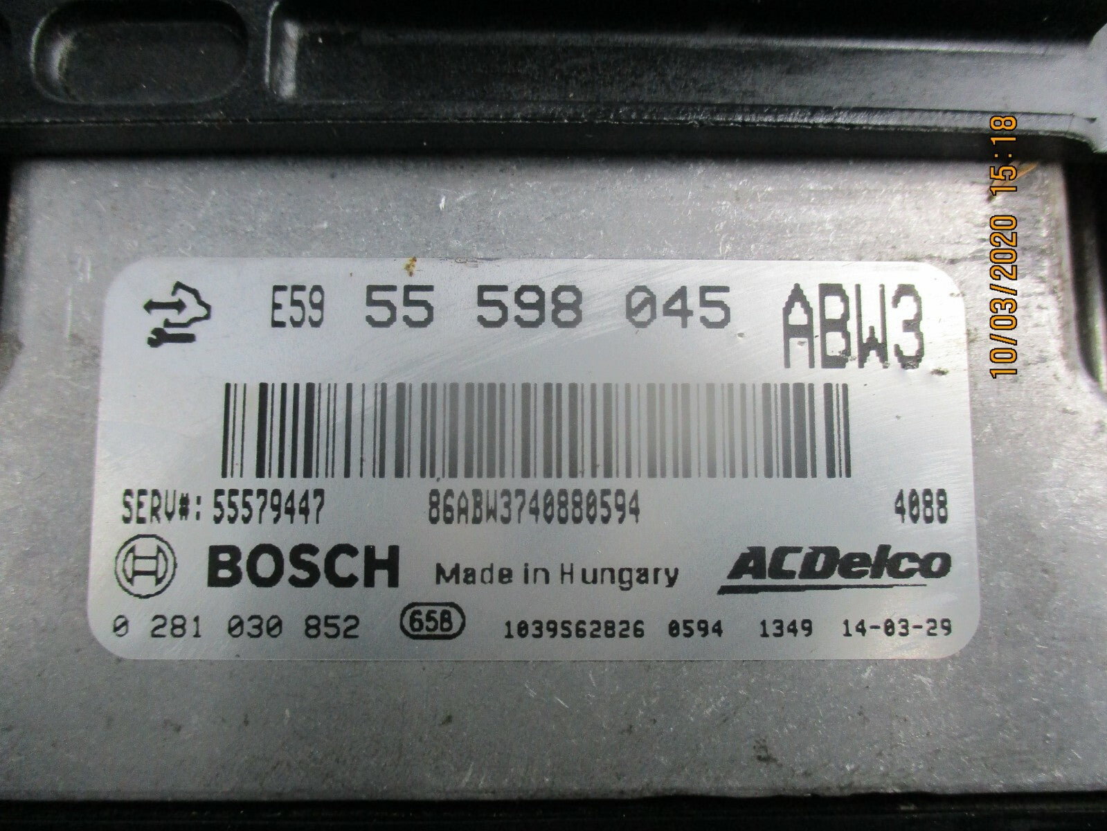 VAUXHALL INSIGNIA MK1 2012 2.0 CDTI ECU ENGINE CONTROL UNIT 0281030852 55598045
