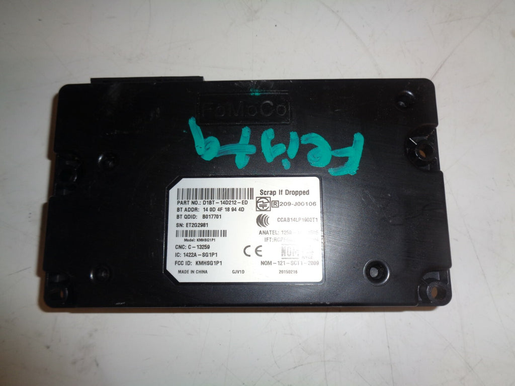 FORD FIESTA MK7 2015 BLUETOOTH VOICE CONTROL MODULE D1BT14D212ED
