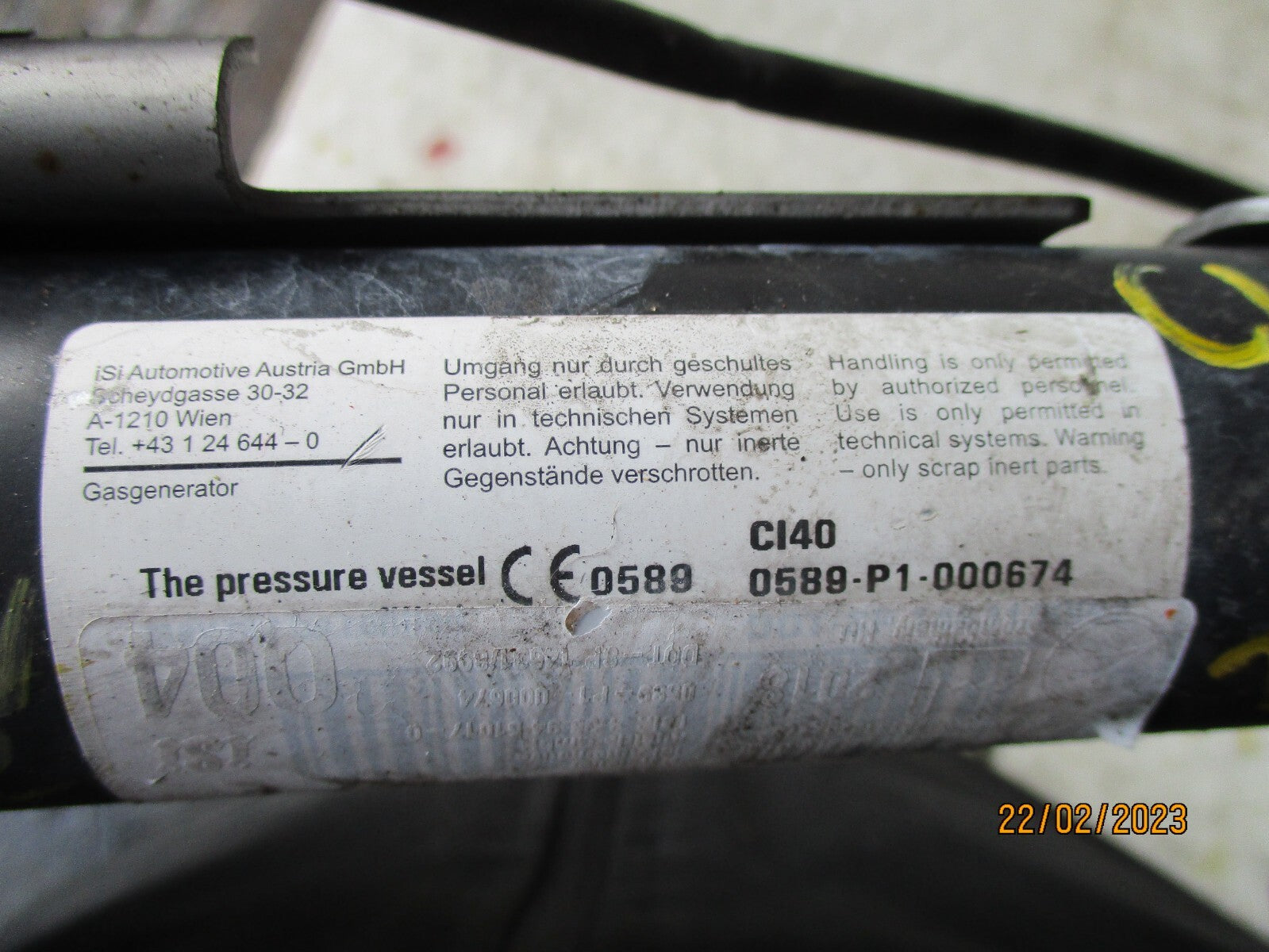 MERCEDES A CLASS CLA 2018 ROOF SAFETY BAG PRESSURE CARTRIDGE 146318992