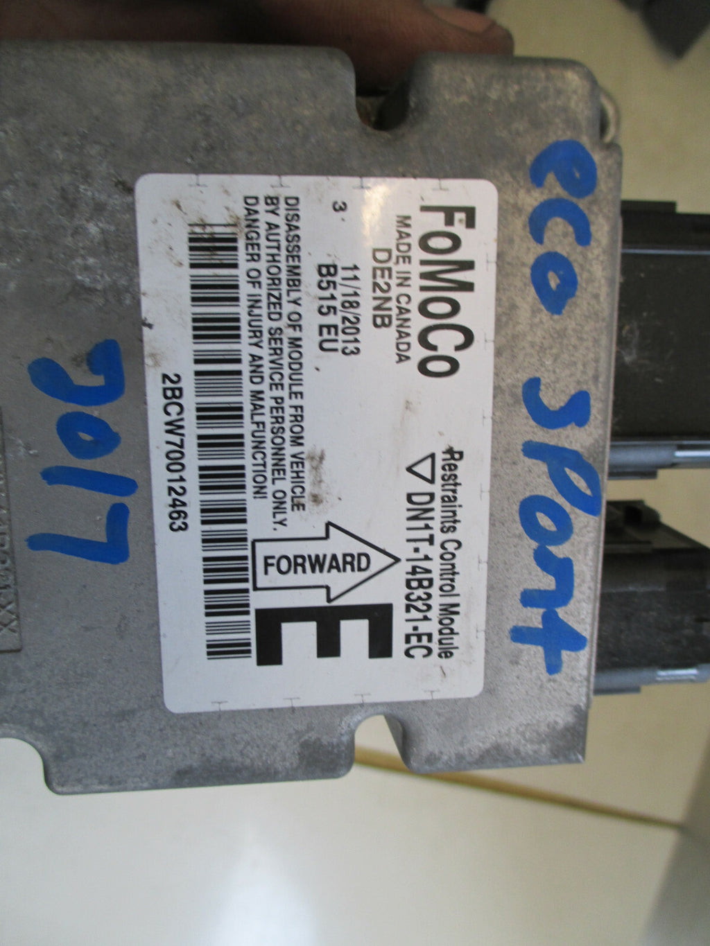 FORD ECOSPORT 2017 SAFETY ECU ENGINE CONTROL MODULE DN1T14B321EC