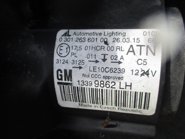 2016 VAUXHALL ZAFIRA C NSF PASSENGER SIDE FRONT HEADLIGHT 13399862