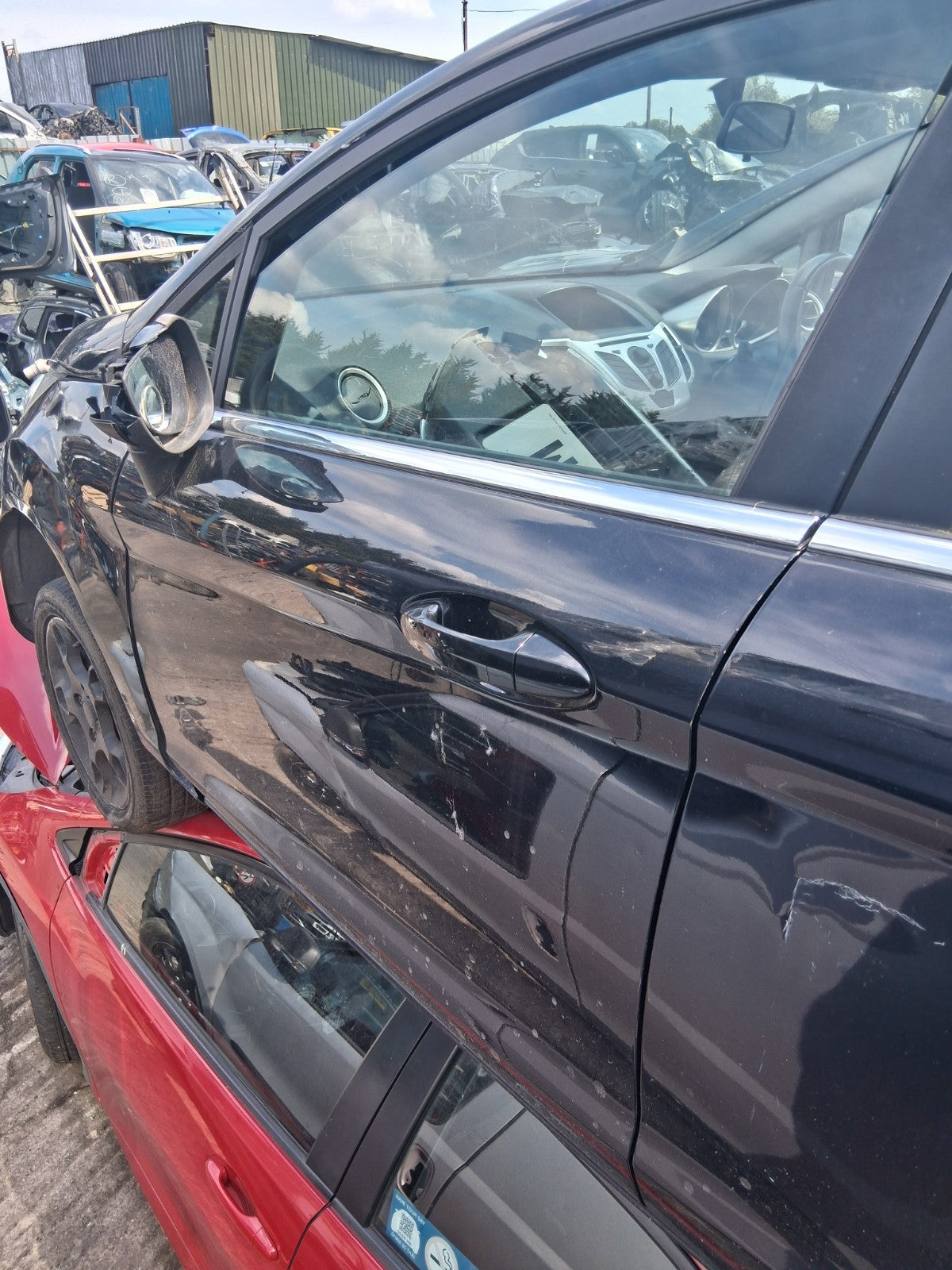 2012 FORD FIESTA MK7 5 DOOR NSF PASSENGER SIDE FRONT LEFT BARE DOOR BLACK
