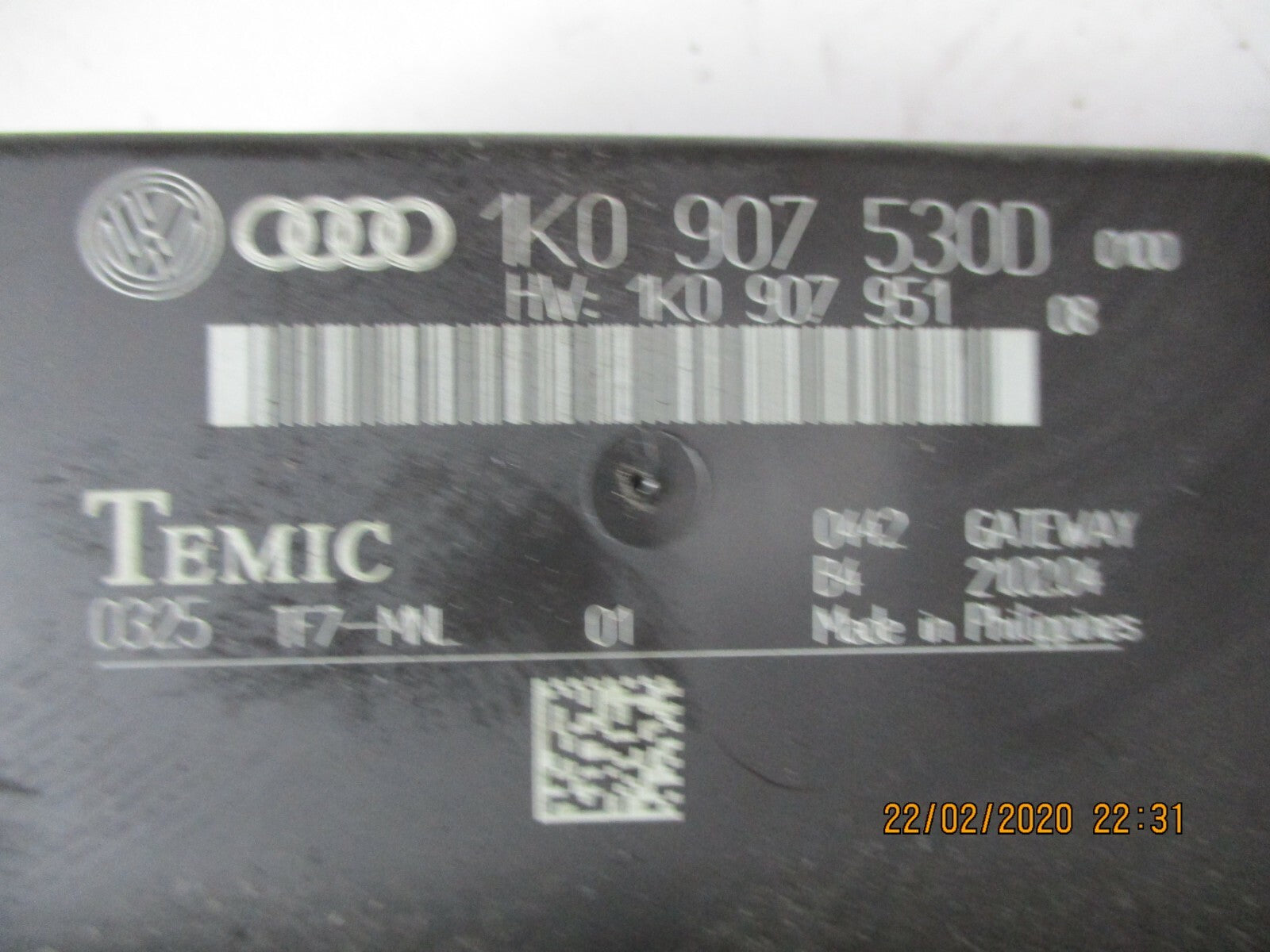 AUDI A3 8P MK2 2004 GATEWAY CONTROL MODULE UNIT 1K0907530D
