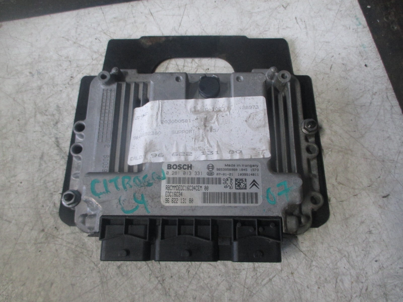 CITROEN C4 MK1 2007 1.6 HDI ECU ENGINE CONTROL MODULE UNIT 9662213180