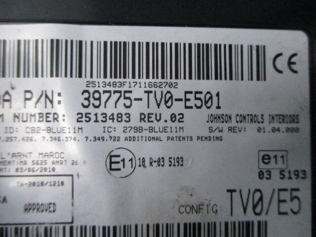2013 HONDA CIVIC MK9 BLUETOOTH CONTROL UNIT 39775TV0E501
