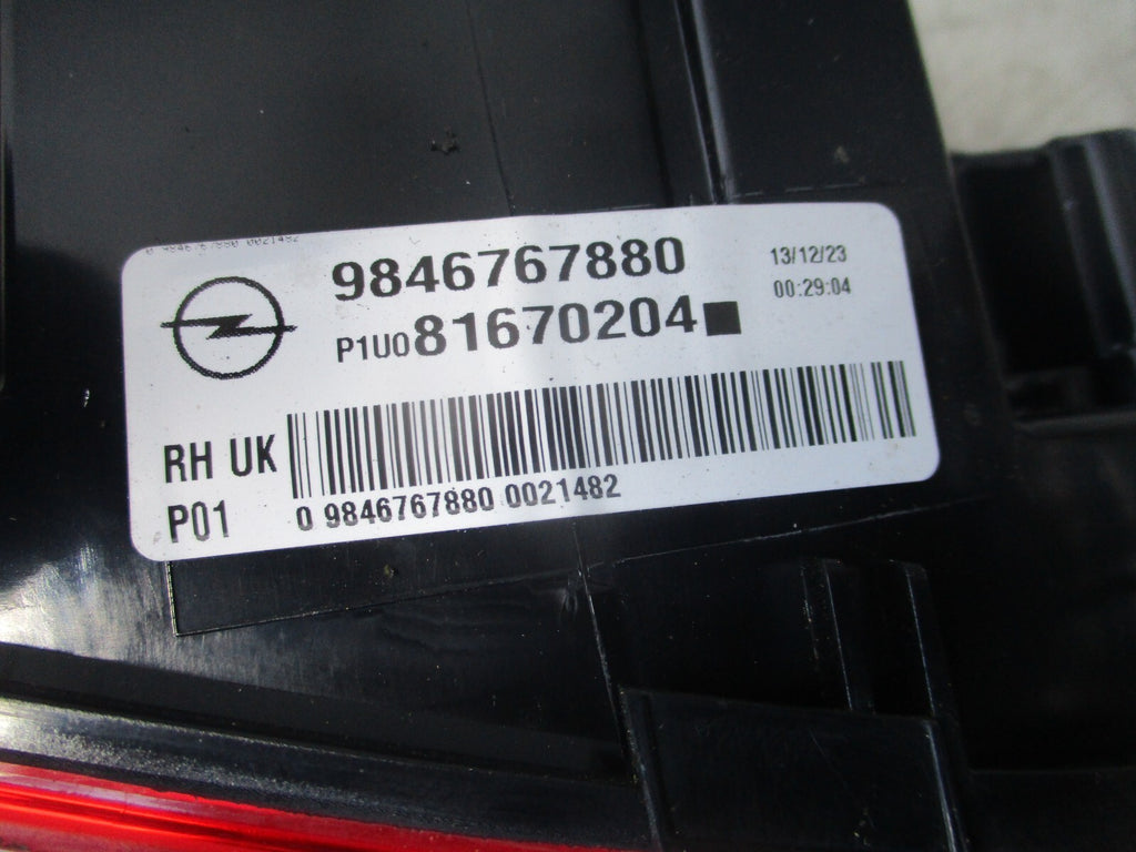 2023 VAUXHALL GRANDLAND OSR DRIVER SIDE REAR RIGHT TAIL LIGHT 9846767880
