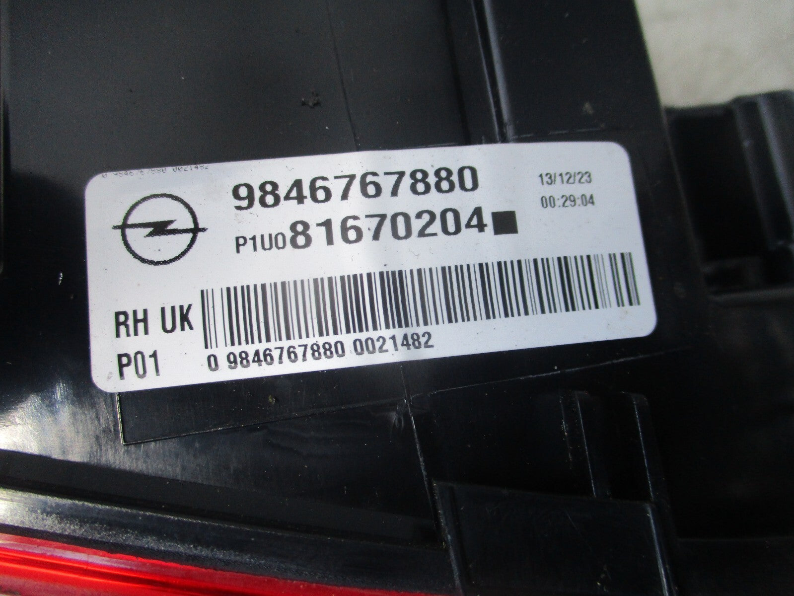 2023 VAUXHALL GRANDLAND OSR DRIVER SIDE REAR RIGHT TAIL LIGHT 9846767880