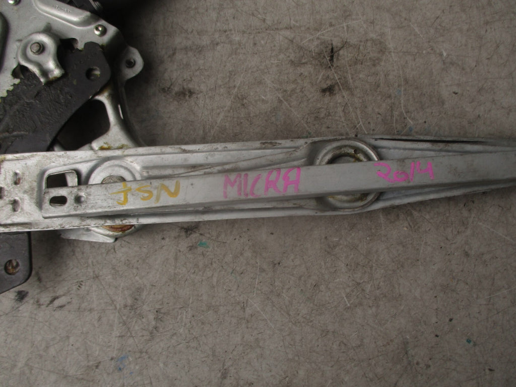 2014 NISSAN MICRA NSF PASSENGER SIDE FRONT WINDOW REGULATOR AND MOTOR 827311HB1A