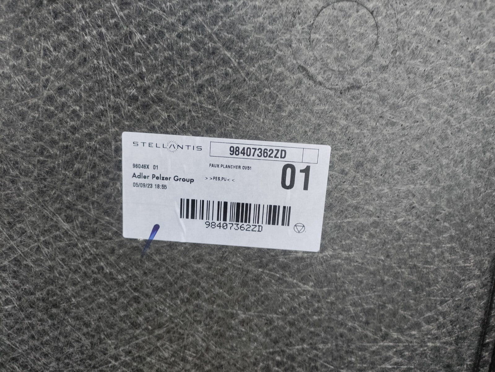2023 VAUXHALL ASTRA L MK8 BOOT FLOOR CARPET 98407362ZD