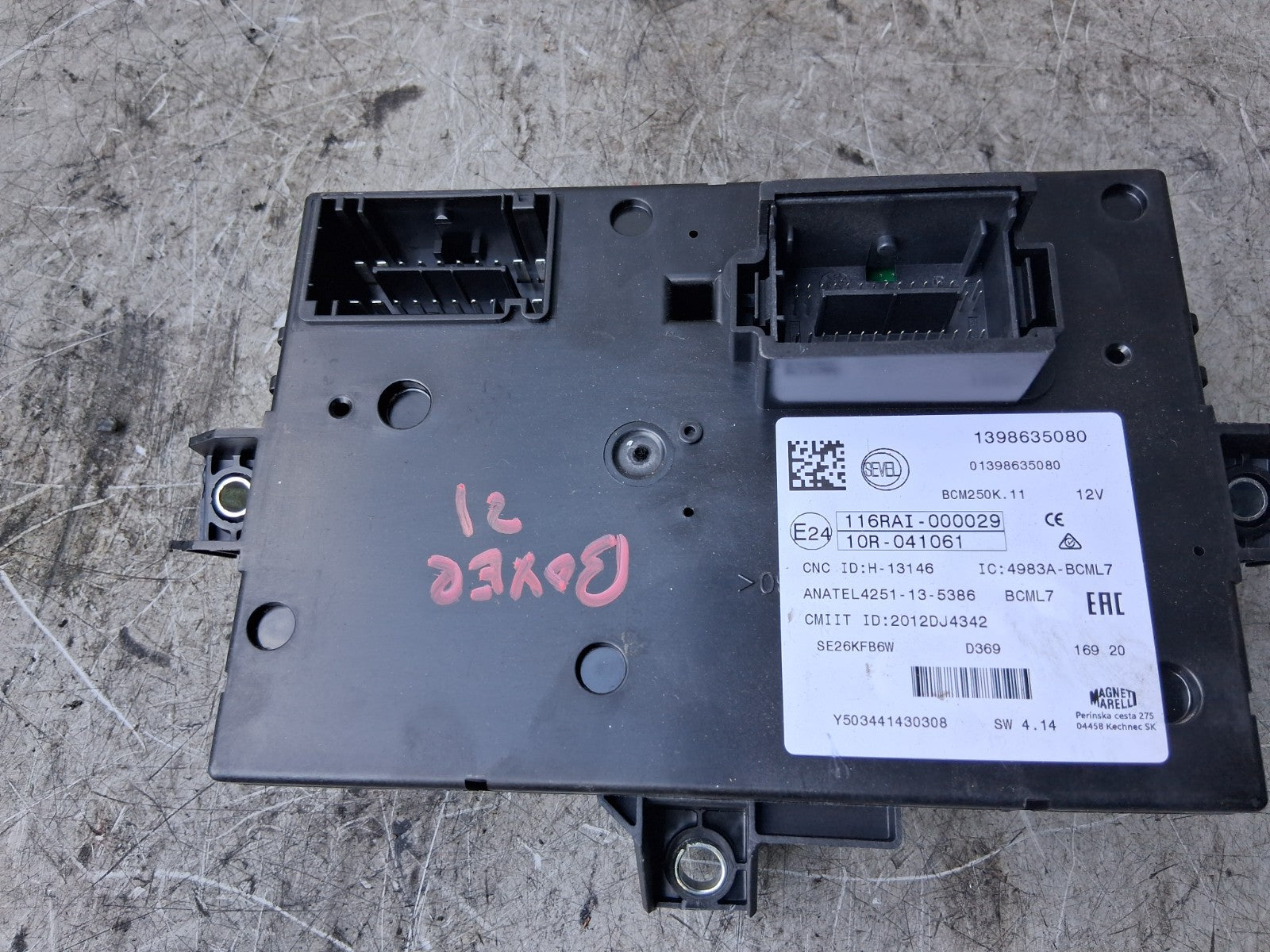 2021 PEUGEOT BOXER MK3 FUSE BOX RELAY BOX 1398635080