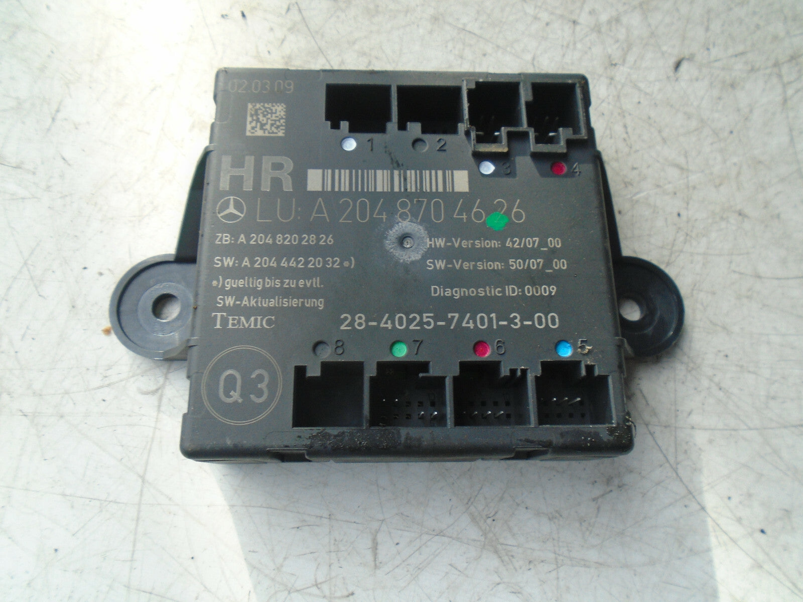 MERCEDES BENZ C CLASS W204 2009 OSR DRIVER REAR DOOR CONTROL MODULE A2048704626