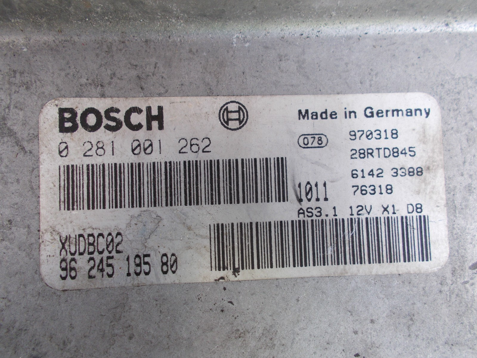 1999 PEUGEOT 1.9 TD DIESEL ENGINE ECU 9624519580 0281001262
