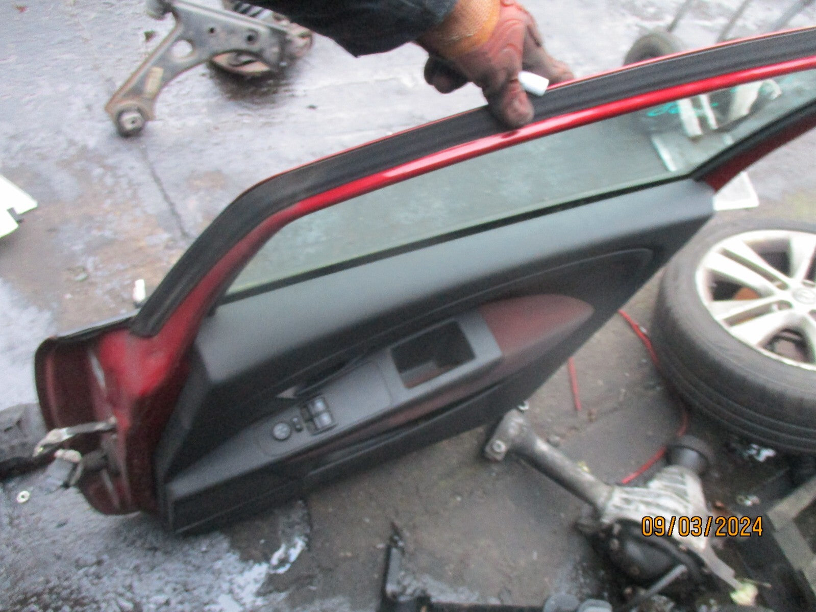 FIAT GRANDE PUNTO 2007 5 DOOR OSF DRIVER SIDE FRONT COMPLETE DOOR RED 163