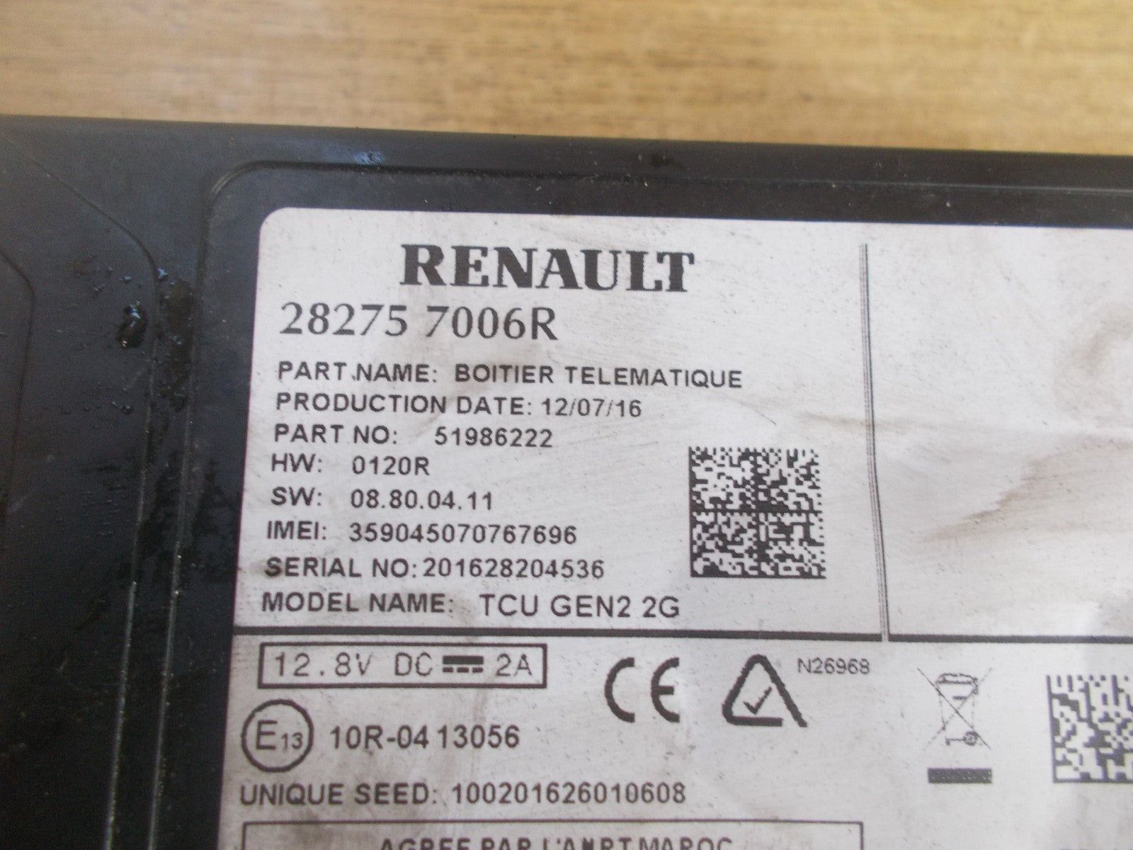 RENAULT KADJAR CAPTUR MEGANE TELEMATICS CONTROL MODULE 282757006R 51986222