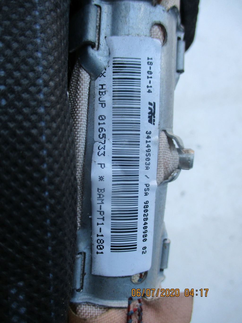 CITROEN DS3 2013 OS DRIVER SIDE CURTAIN AIRBAG UNIT ASSEMBLY 9802840980