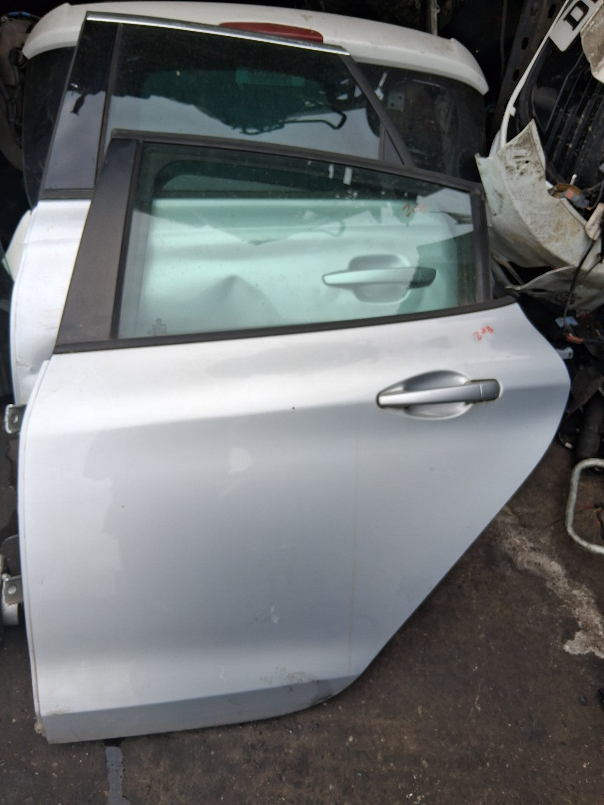 2012 PEUGEOT 208 NSR PASSENGER SIDE REAR LEFT COMPLETE DOOR SILVER