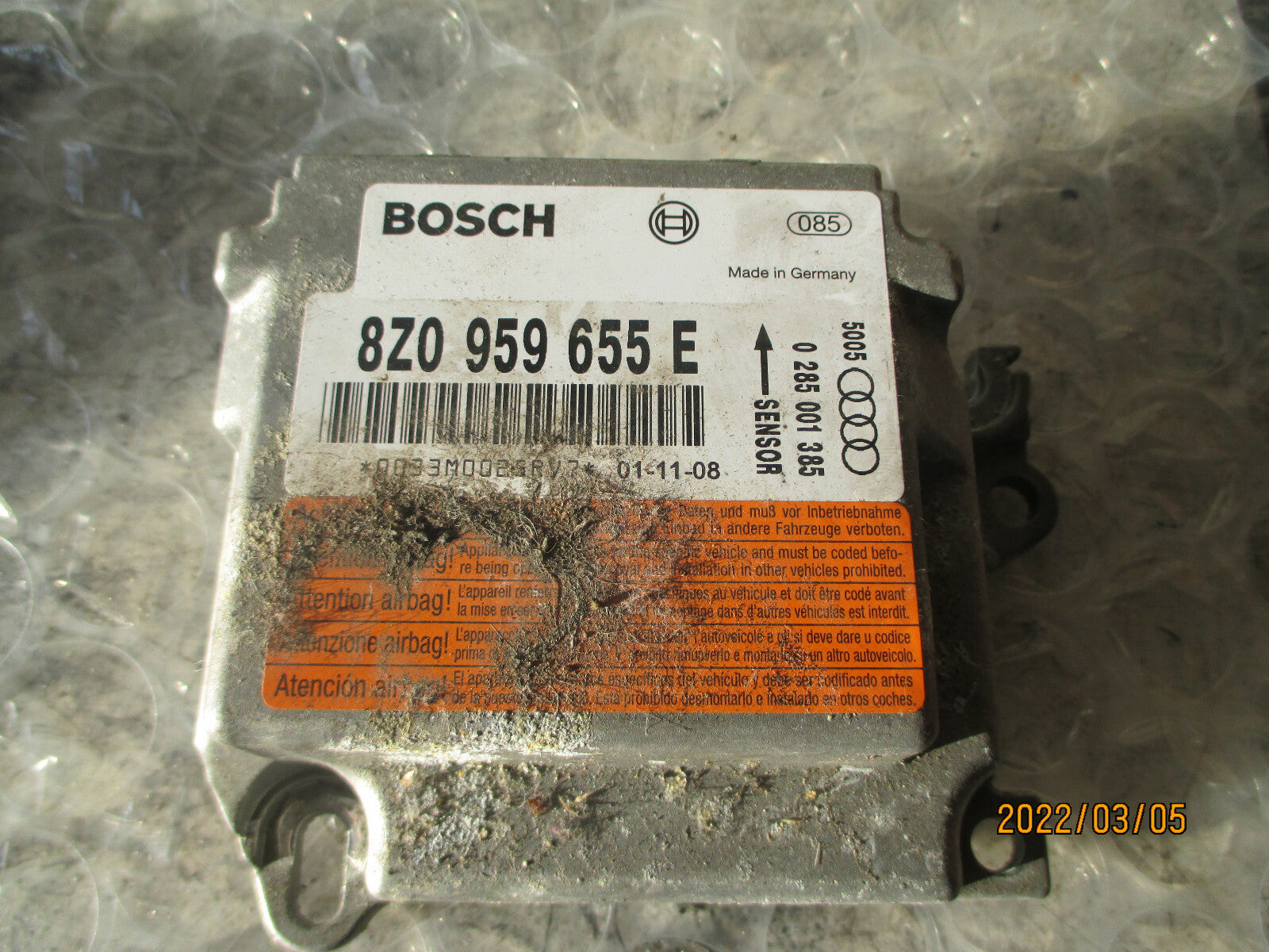 AUDI A2 2004 SAFETY BAG CONTROL MODULE 8Z0959655E