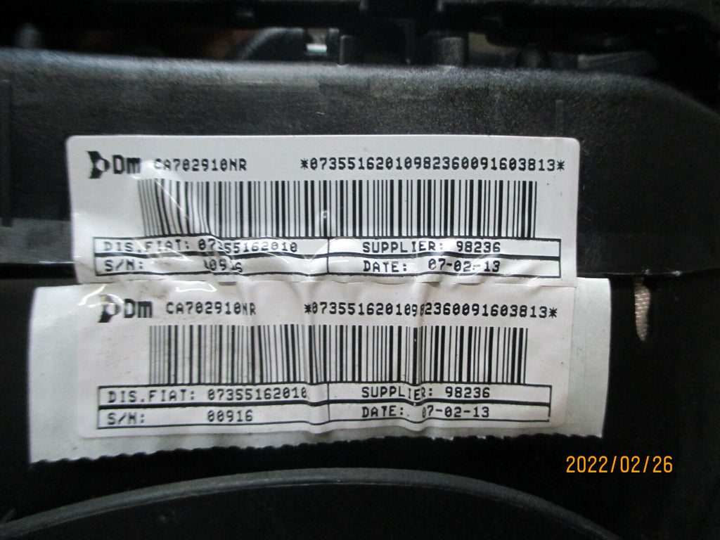 FIAT PUNTO EVO MK3 2013 DRIVER SIDE STEERING WHEEL AIRBAG 07355162010
