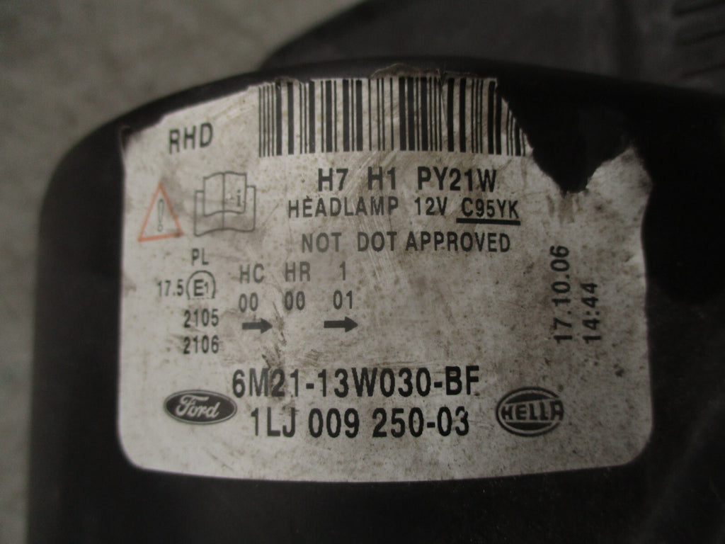 2007 FORD S MAX NSF PASSENGER SIDE FRONT LEFT HEADLIGHT LAMP 6M2113W030BF