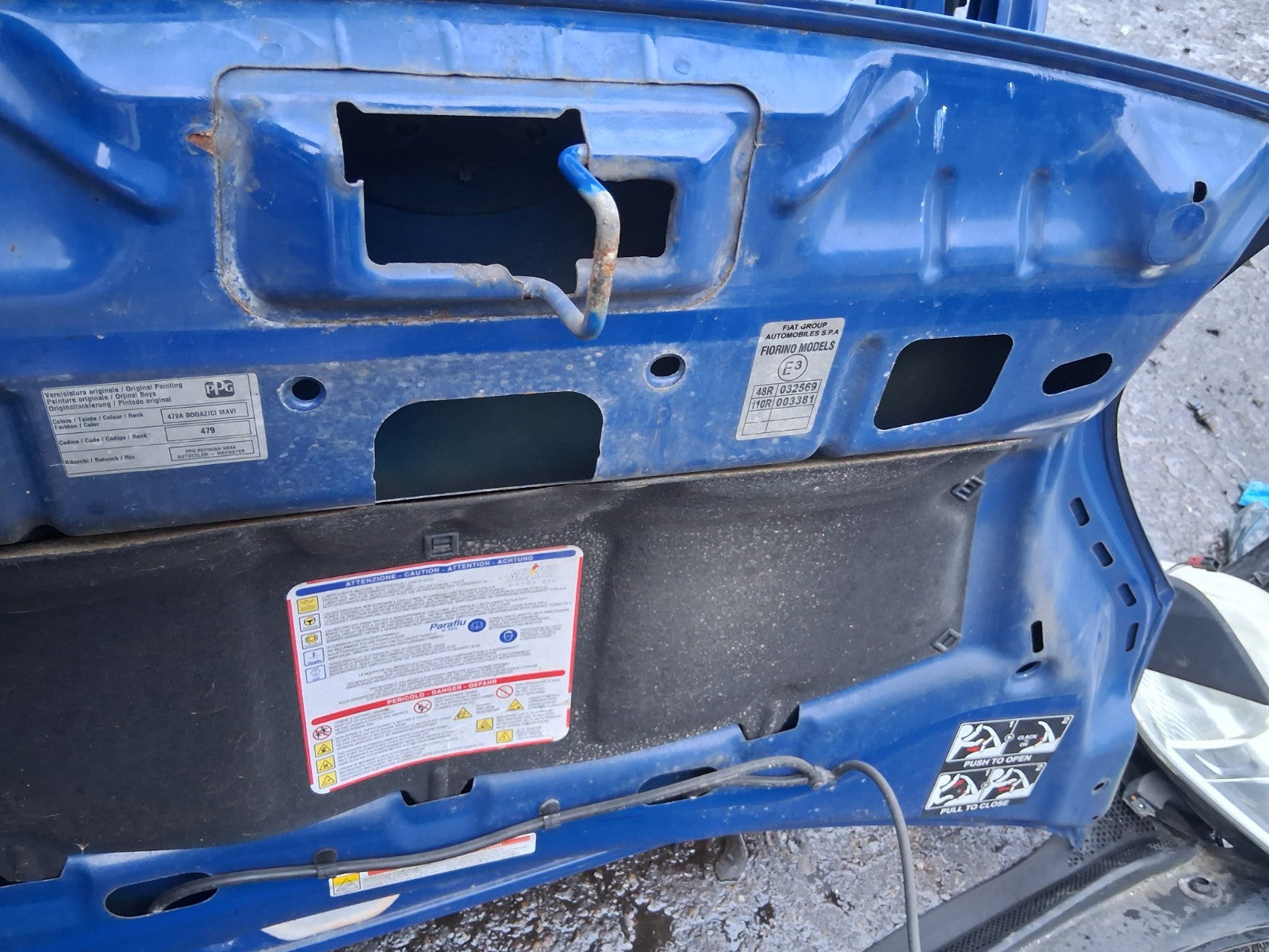 2016 FIAT FIORINO FRONT BONNET HOOD PANEL BLUE