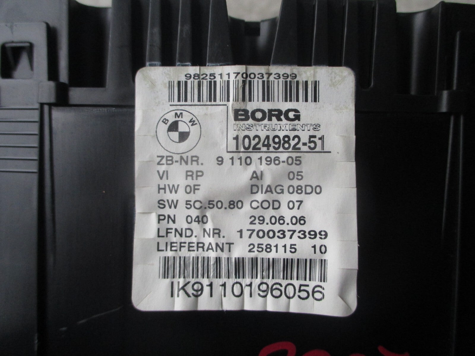 BMW 1 SERIES E87 2006 SPEED SPEEDOMETER INSTRUMENT 1024982