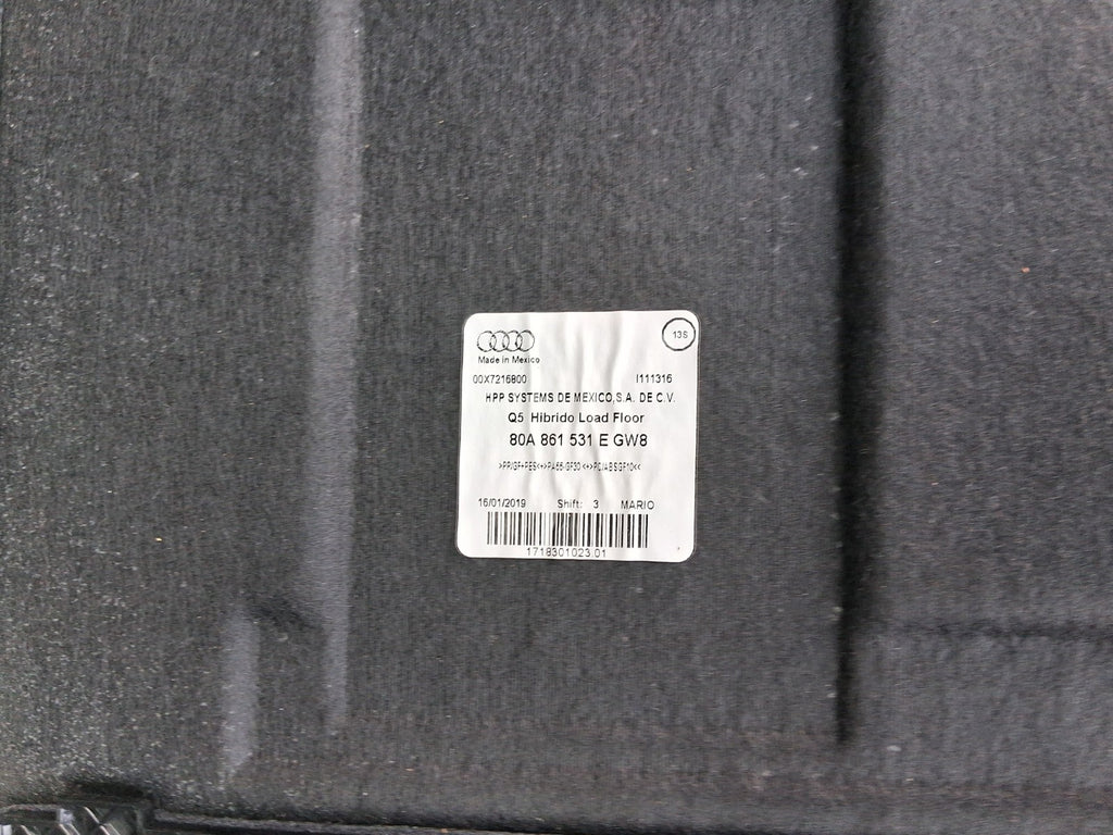 2019 AUDI Q5 FY REAR BOOT FLOOR CARPET TRAY 80A861531E