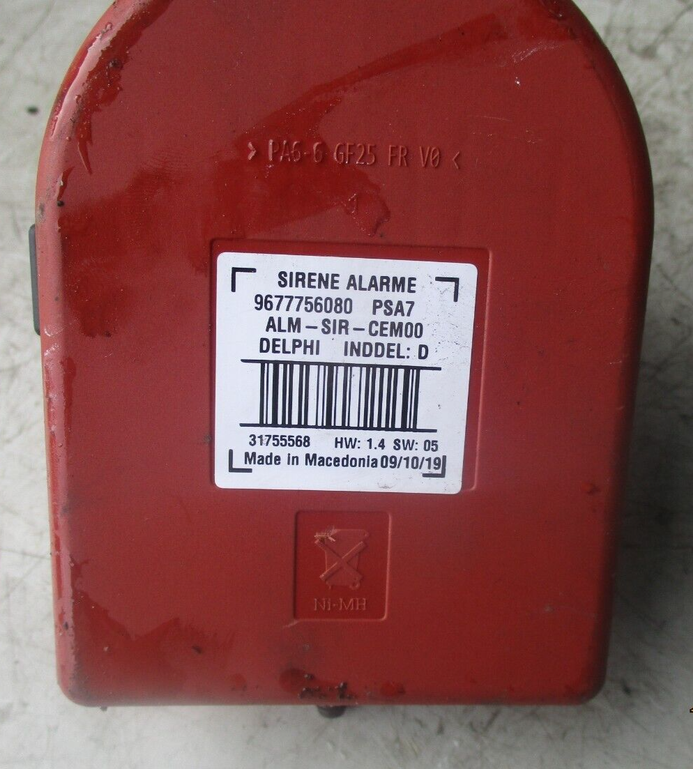 VAUXHALL VIVARO 2021 ALARM WARNING SIREN MODULE UNIT 9677756080