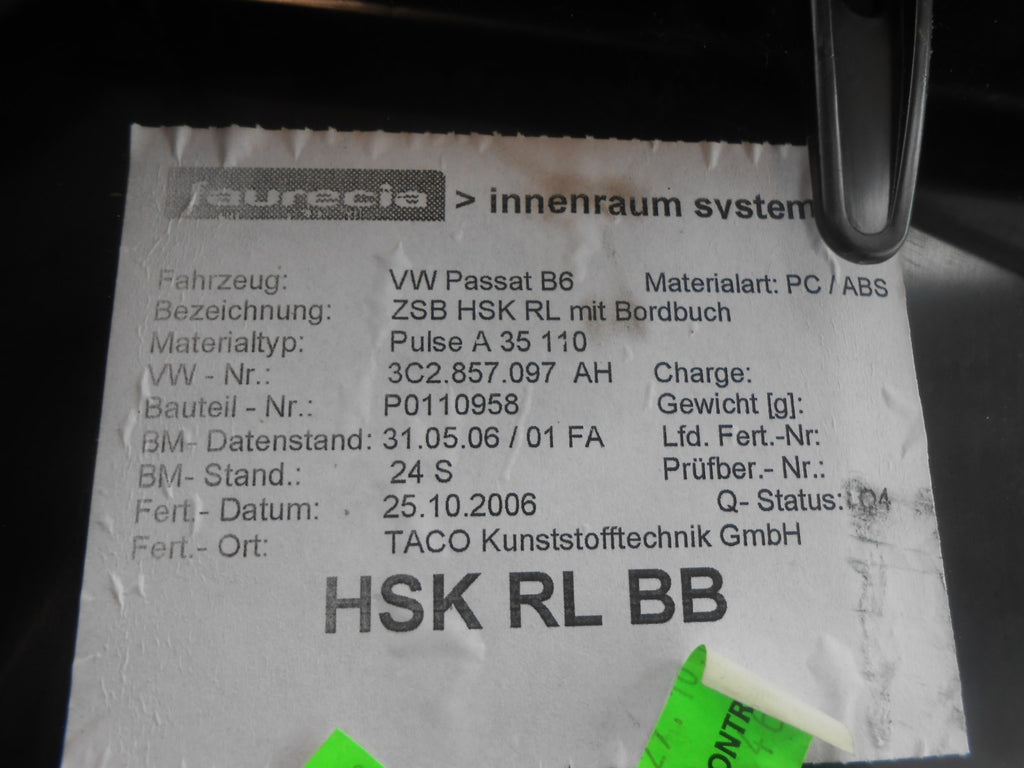 VW VOLKSWAGEN PASSAT B6 3C (MK5) NS PASSENGER SIDE GLOVEBOX 3C2857097AH
