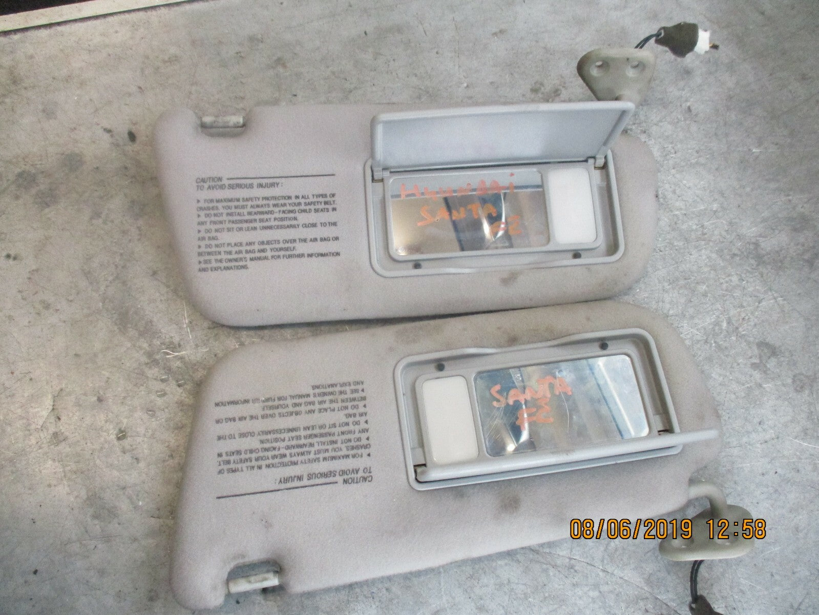 HYUNDAI SANTA FE MK1 NS OS PASSENGER DRIVER SIDE SUN VISORS