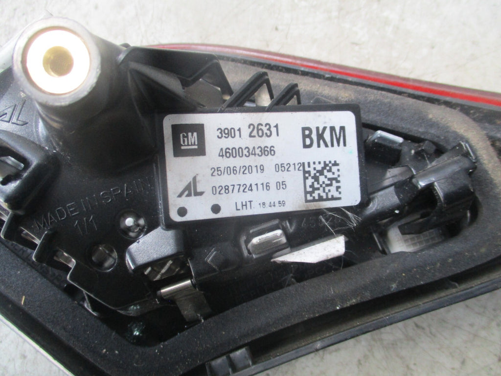 2019 VAUXHALL CORSA E NSR PASSENGER SIDE REAR LEFT INNER TAIL LIGHT 460034366