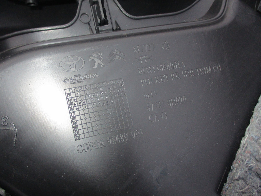 TOYOTA AYGO AB40 MK2 5 DOOR OSR DRIVER SIDE REAR DOOR CARD 676300H020