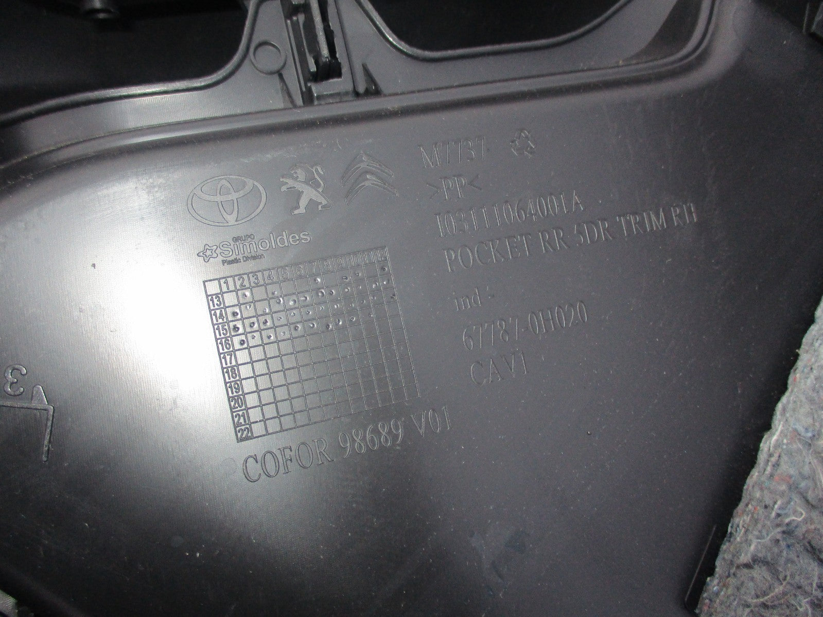 TOYOTA AYGO AB40 MK2 5 DOOR OSR DRIVER SIDE REAR DOOR CARD 676300H020
