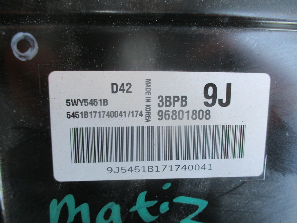 DAEWOO CHEVROLET MATIZ 2007 PETROL 1.0 ECU ENGINE CONTROL UNIT 96801808 3BPB 9J