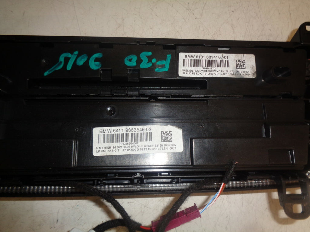 BMW 3 SERIES F30 2015 AC CONTROL PANEL & RADIO CONTROL 9363546 6814187