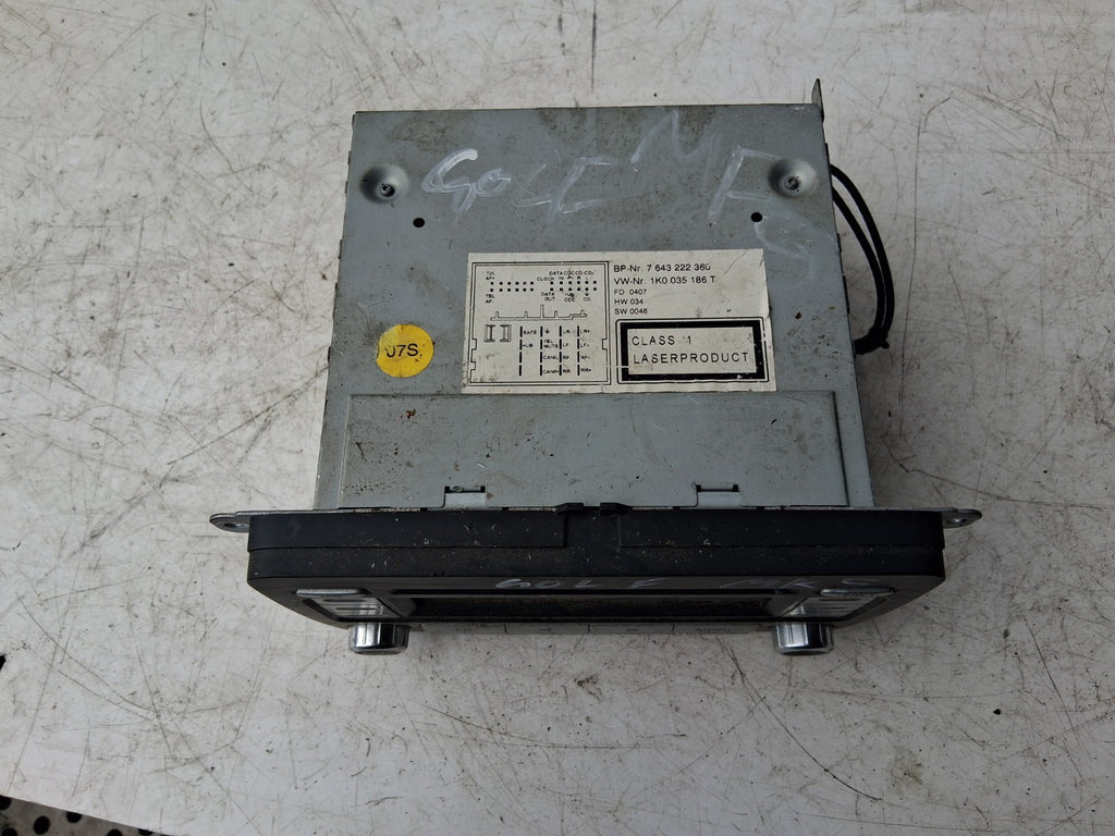 2007 VW VOLKSWAGEN GOLF MK5 RADIO CD PLAYER STEREO HEAD UNIT 1K0035186T