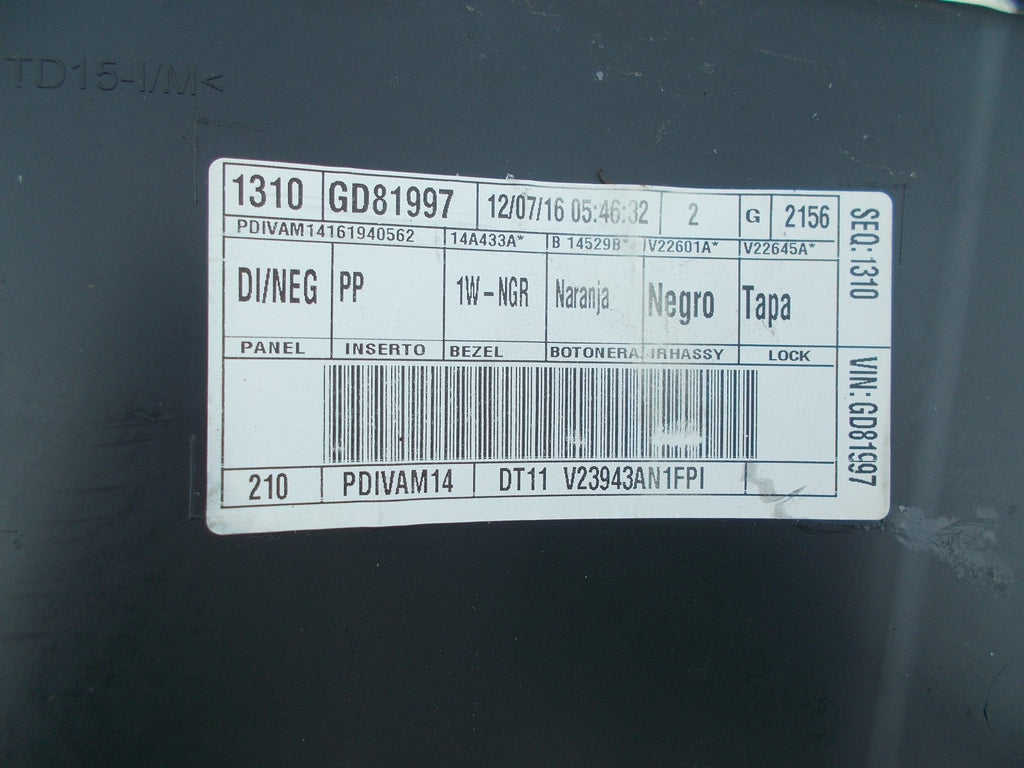 2016 FORD TRANSIT CONNECT NSF PASSENGER SIDE FRONT DOOR CARD DT11V23943AN1FPI