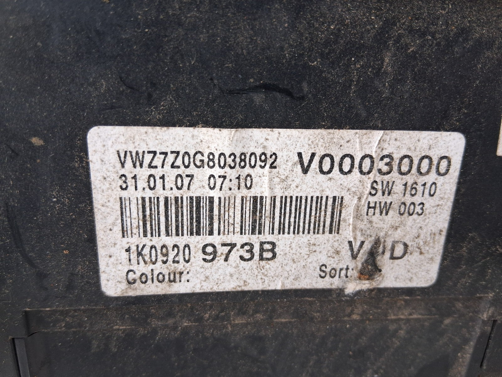 2007 VW VOLKSWAGEN GOLF MK5 2.0 DIESEL SPEEDO INSTRUMENT CLUSTER 1K0920973B