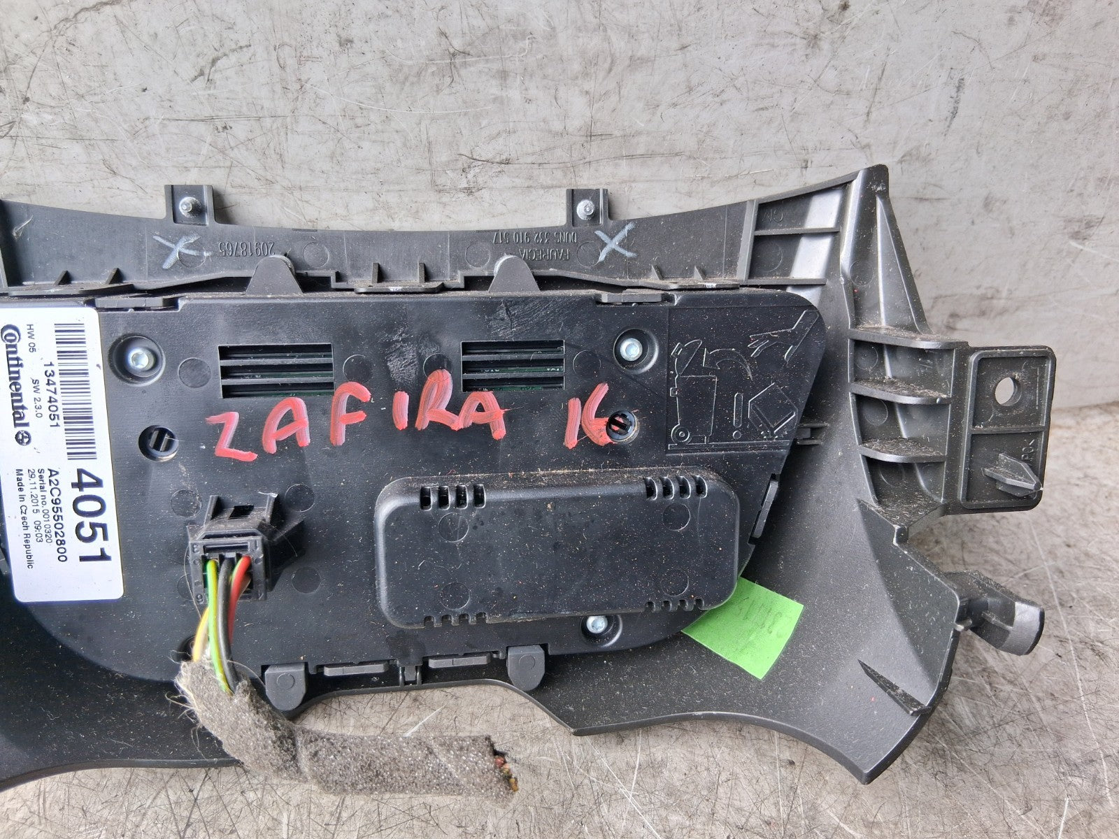 2016 VAUXHALL ZAFIRA C MK3 AC HEATER CLIMATE CONTROL SWITCH PANEL 13474051