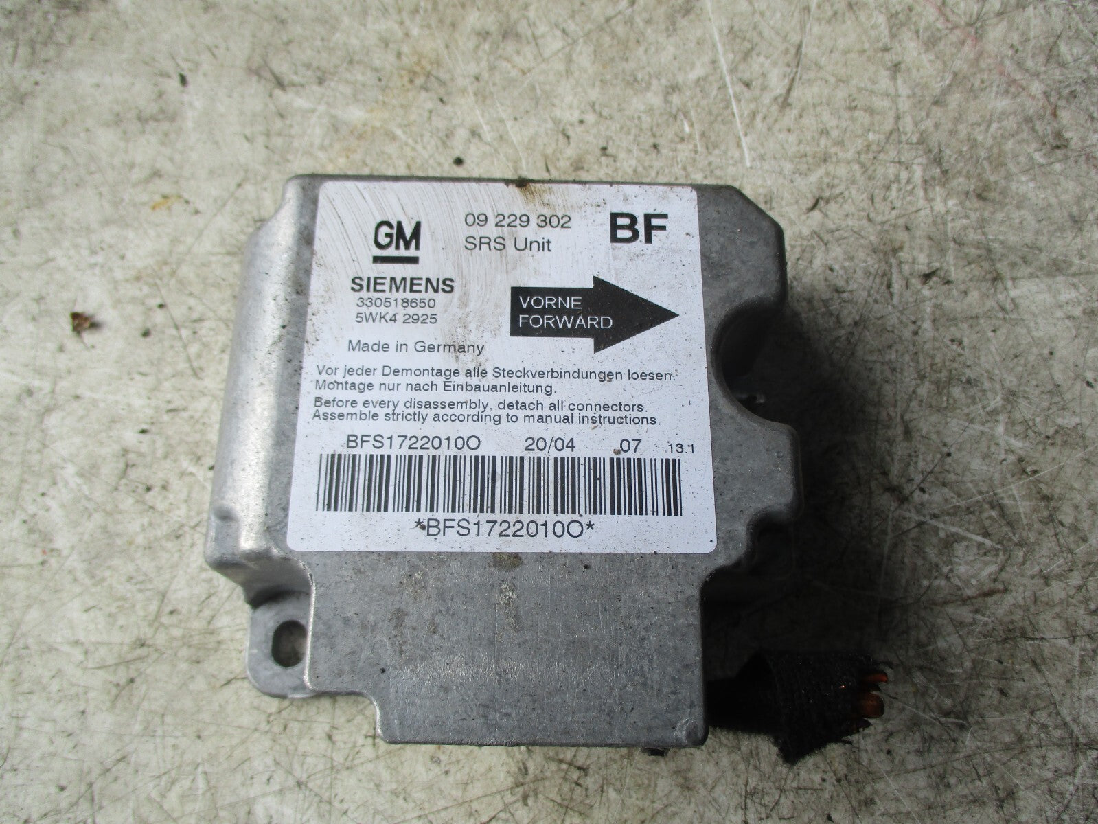 VAUXHALL ASTRA G 2004 ECU ENGINE CONTROL MODULE 09229302