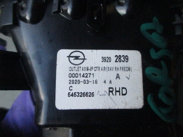 2017 VAUXHALL CORSA RHD SIDE DASHBOARD AIR VENT 39202839