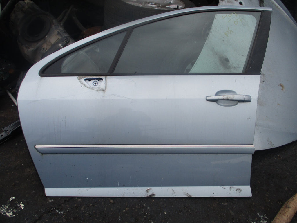 2007 PEUGEOT 407 MK1 NSF PASSENGER SIDE FRONT COMPLETE DOOR BLUE