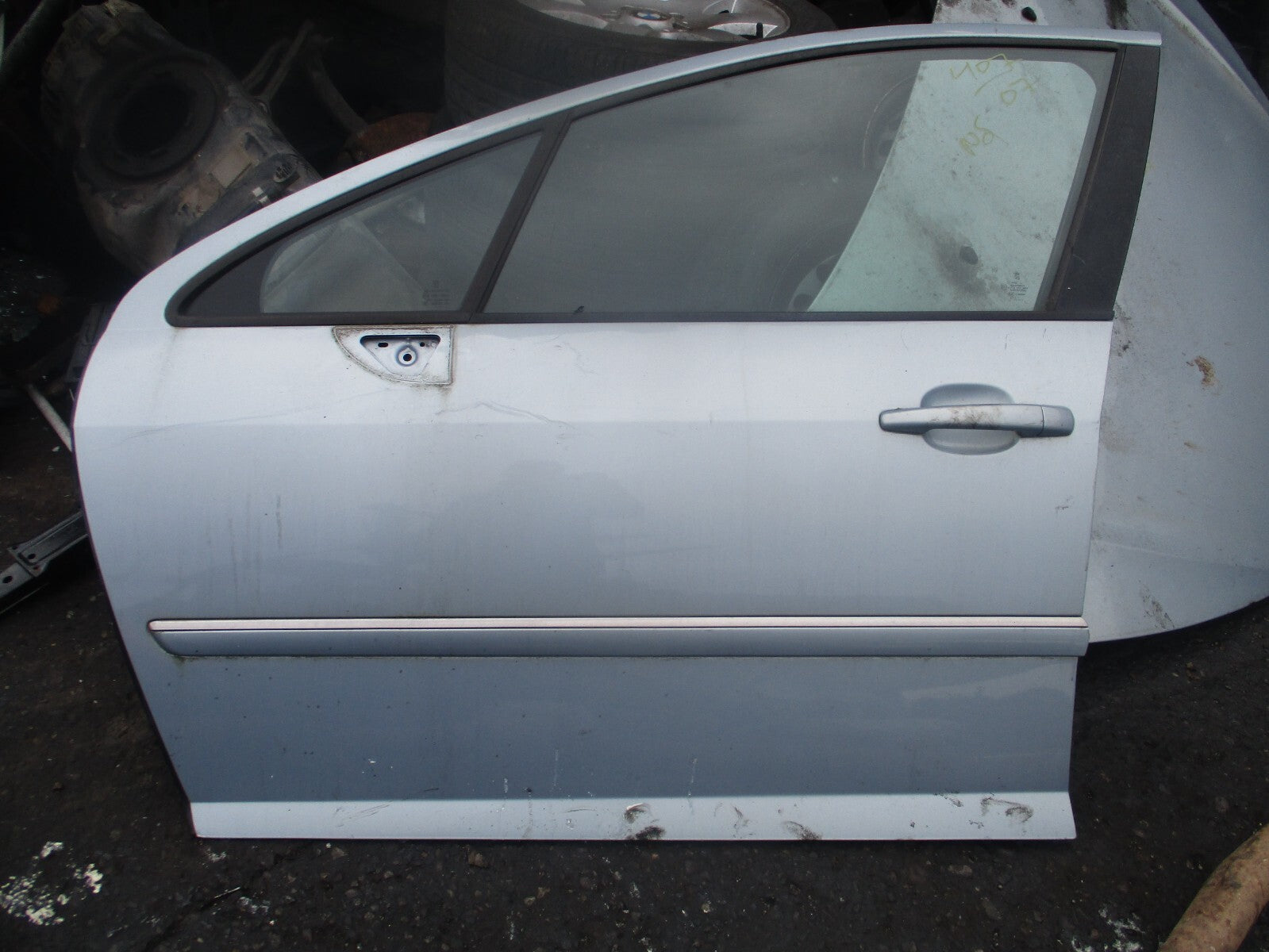 2007 PEUGEOT 407 MK1 NSF PASSENGER SIDE FRONT COMPLETE DOOR BLUE