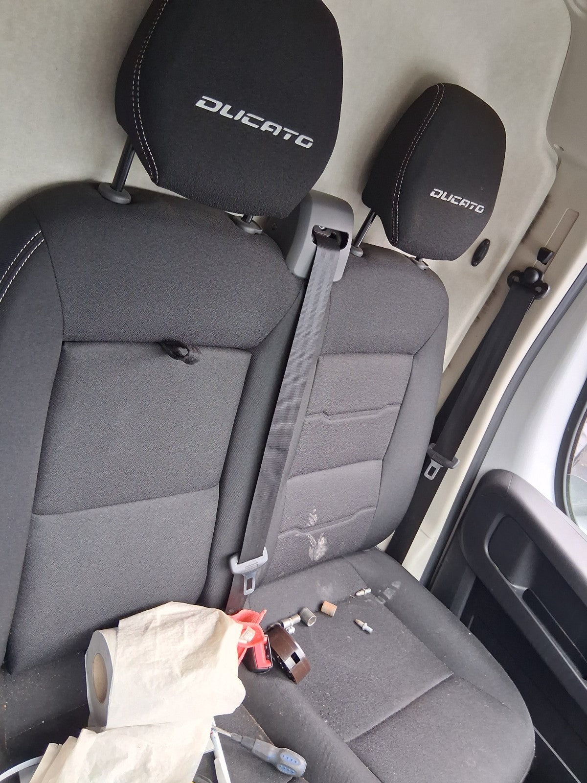 2023 FIAT DUCATO MK3 NSF PASSENGER SIDE FABRIC DOUBLE COMPLETE SEAT