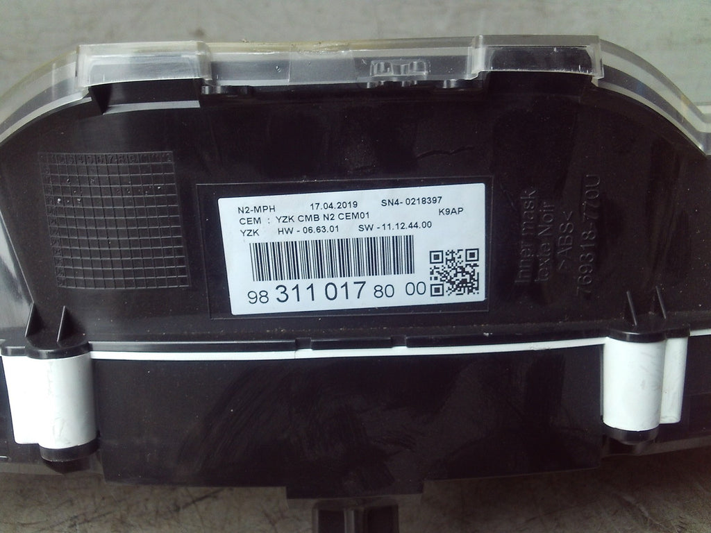 2019 PEUGEOT PARTNER SPEEDO SPEEDOMETER INSTRUMENT CLUSTER 983110178000